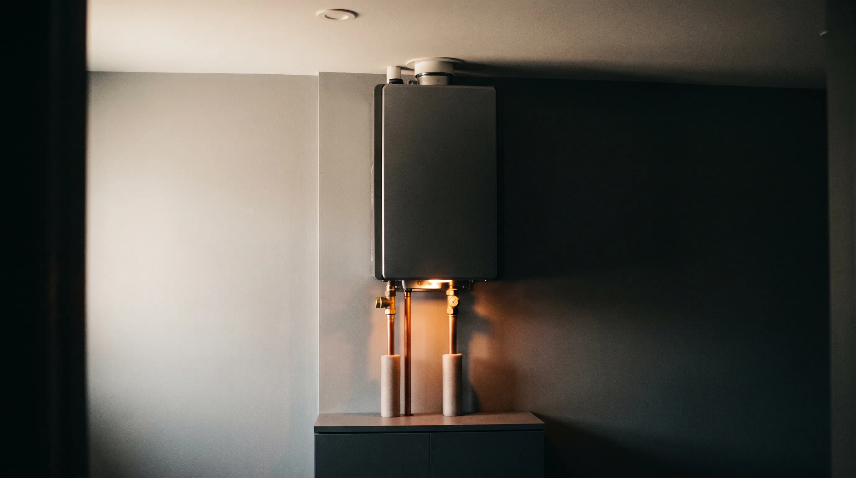 Wall-hung tankless water heater with copper connections