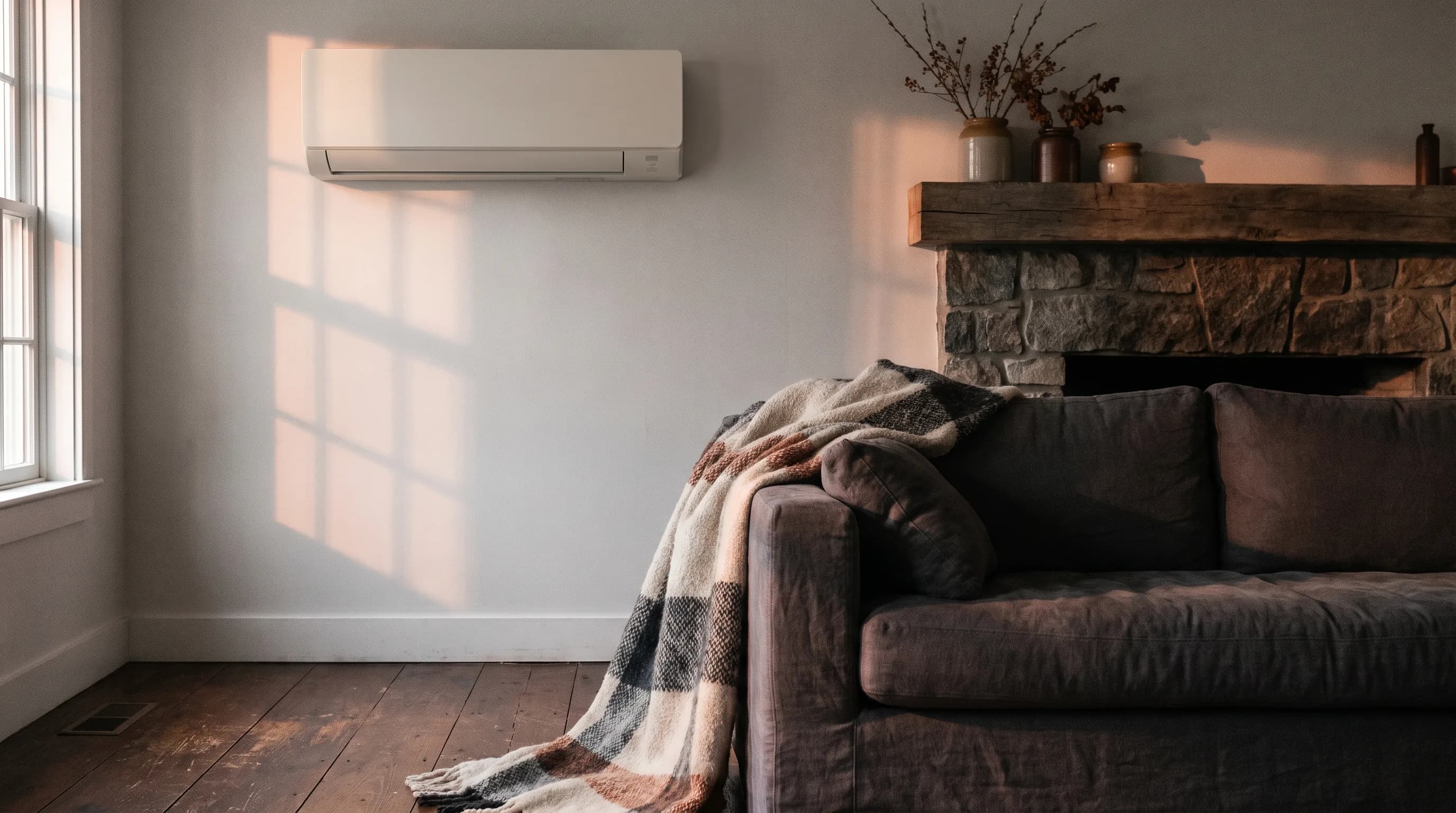 Technician measuring a room for a ductless mini split installation